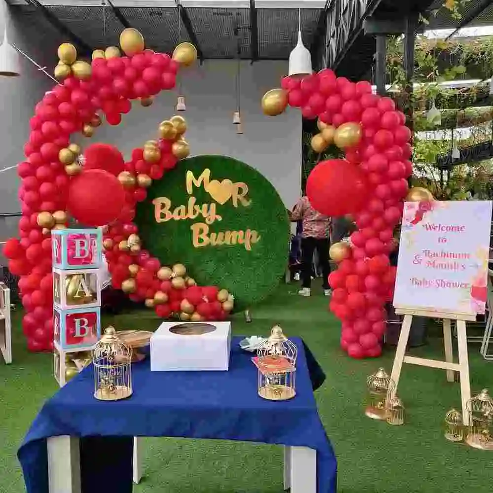 Red and Gold Themed Baby Shower Decor